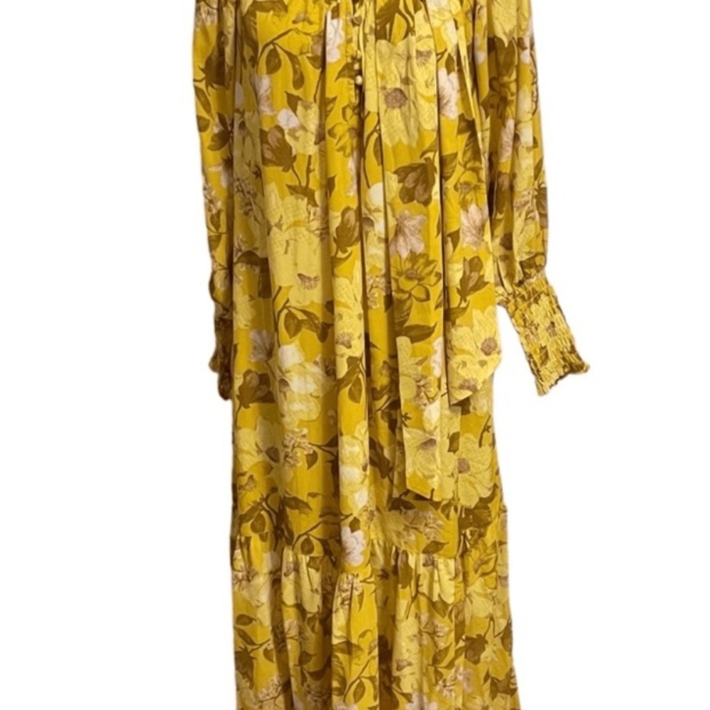 New York & Company Yellow Floral Maxi Dress